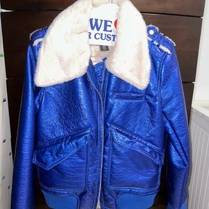 BRAND NEW BELLE VERDE JACKET METALLIC BLUE